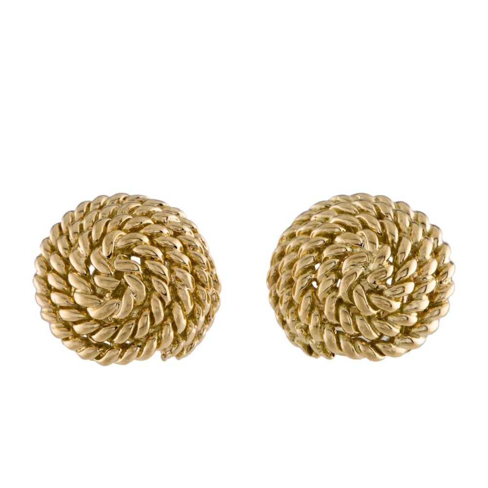 Authentic Vintage Tiffany & Co 18k Yellow Gold Large Coiled Rope Earrings